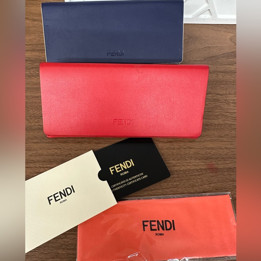 2 Fendi Royal Blue  And Fendi  Red Sunglasses Case with Fendi Cloth  <<<3>>>